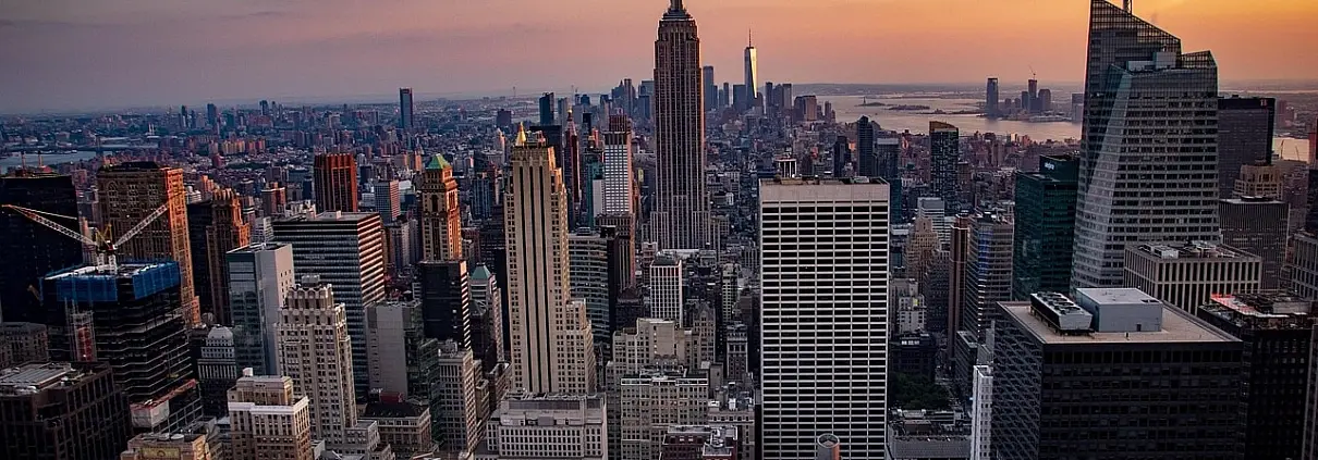 sunset, manhattan, city, skyline, architecture, usa, america, cityscape, nyc, travel, new, skyscraper, downtown, york, view, new york city, dusk, empire, state, empire state building, nature, panoramic, skyscrapers, scenic, yellow, orange